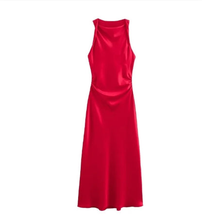 Satin Glow Summer Evening Dress