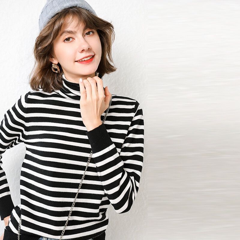 High neck sweater women''s new fall winter short shirt Rich Allure