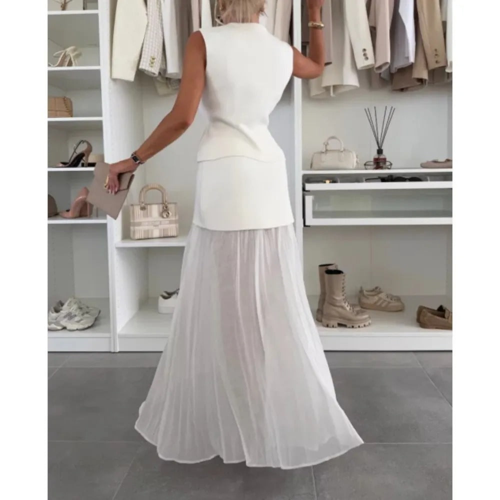 Elegant Chiffon Two-Piece Skirt Set