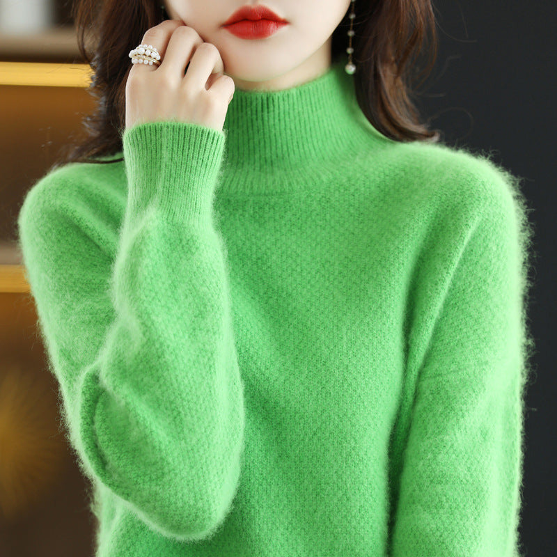 Mink Sweater Women's Half Turtleneck Loose Thick Short