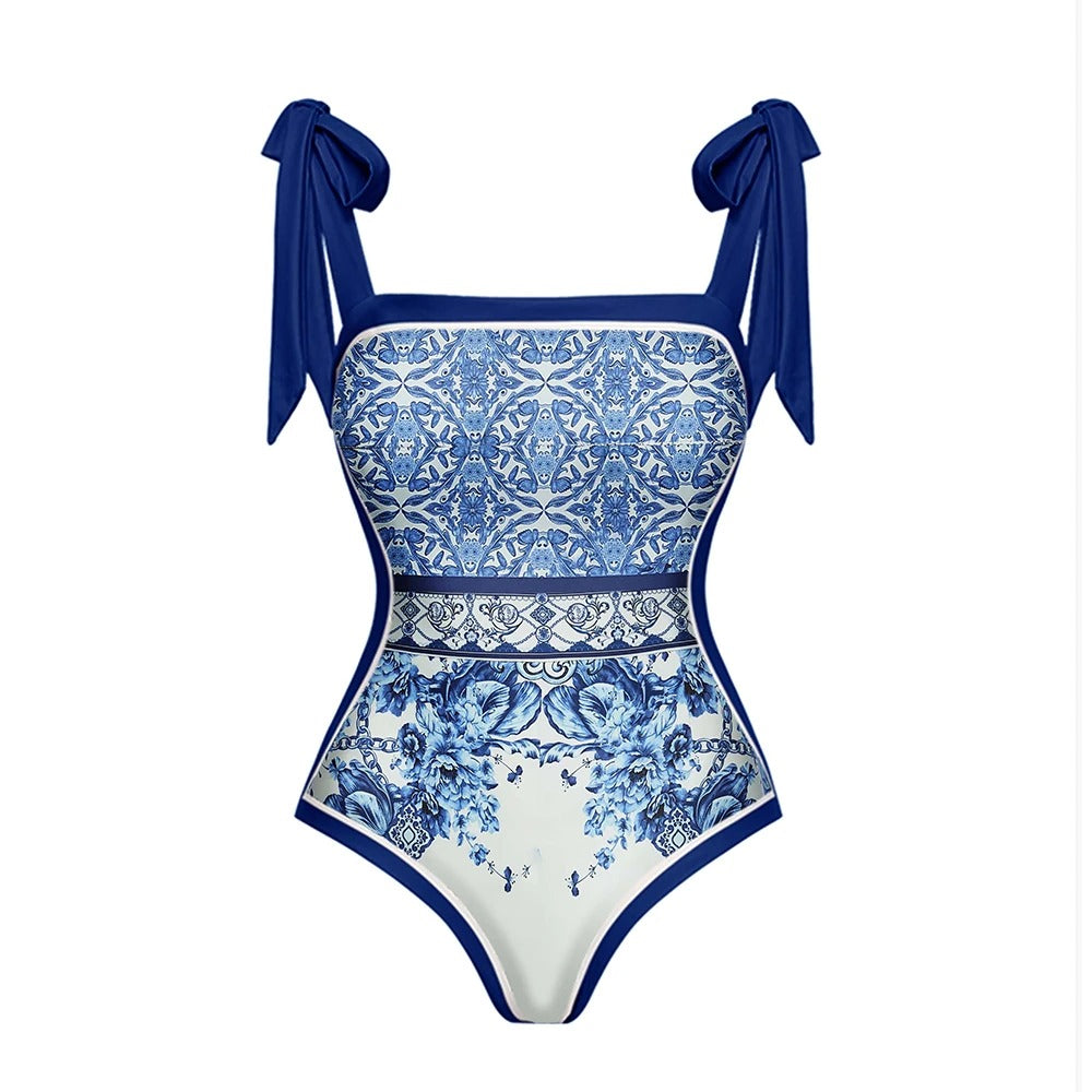 Flaxmaker Vintage Printed Swimsuit and Sarong