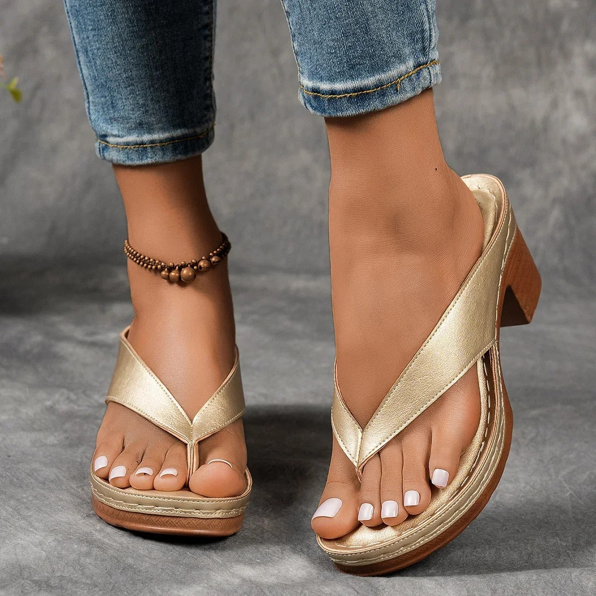 Chic Wedge Heel Thong Sandals