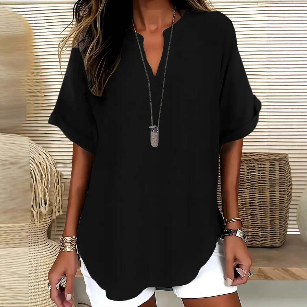 Summer Loose Solid Color Women's Casual Shirt Rich Allure