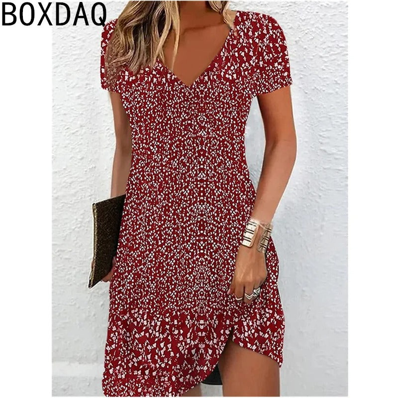 Vintage Floral V-Neck Summer Dress