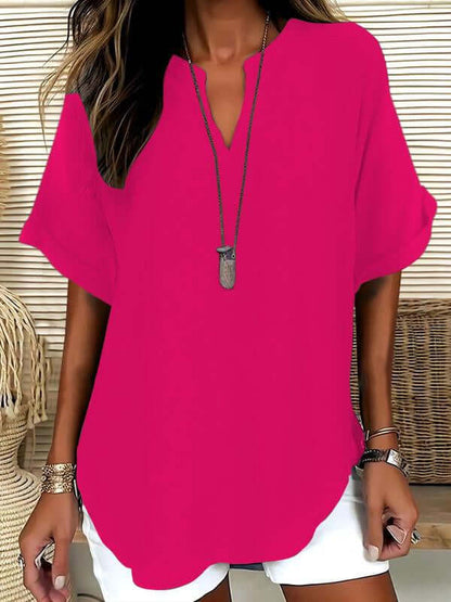 Summer Loose Solid Color Women's Casual Shirt Rich Allure