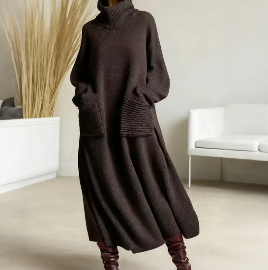 Women's Solid Color High-Neck Long-Sleeve