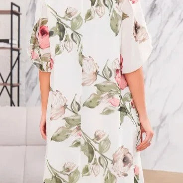 Elegant Printed Chiffon Round Dress