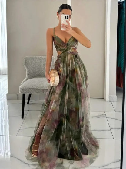 Lace Halter Mesh Dress