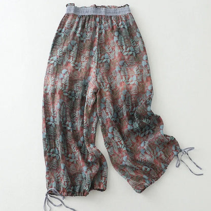 Cotton Linen Printed Slim Fit Pants