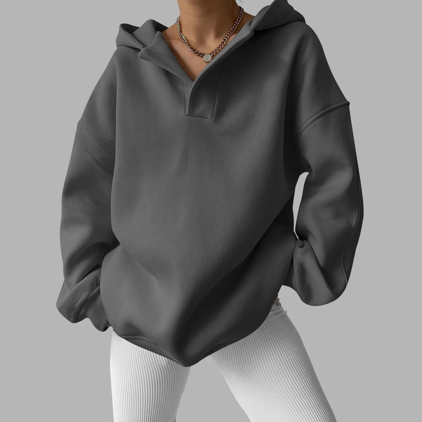 Oversized V-Neck Hoodie
