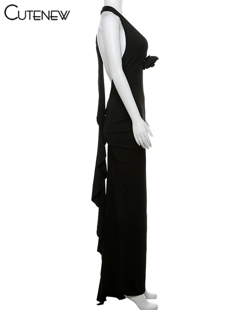 Elegant Halter Backless Maxi Dress