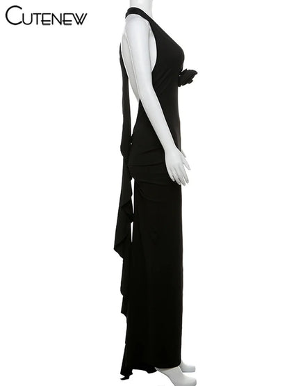 Elegant Halter Backless Maxi Dress