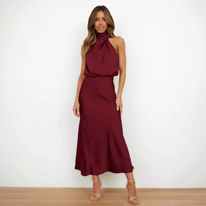 Chic Satin Sequin Evening Dress