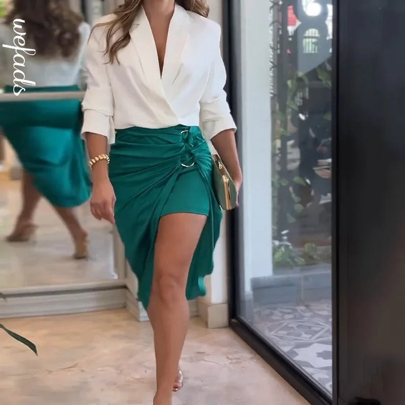 Chic V-Neck Two Piece Set
