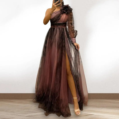 Elegant One-Shoulder Pleated Evening Gown