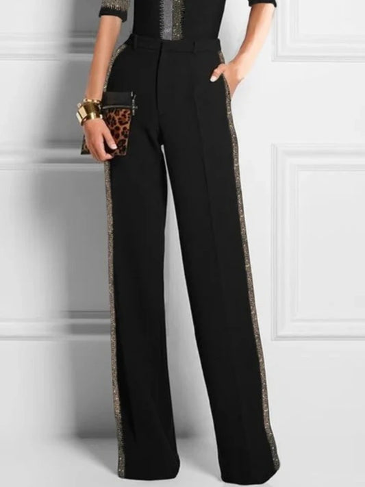 Glam Glint High-Waist Trousers
