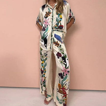 Vibrant Colorblock Wide-Leg Two-Piece Set