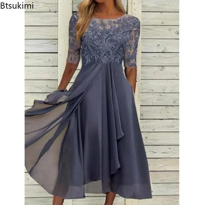 Elegant Gradient Colorblock Midi Dress