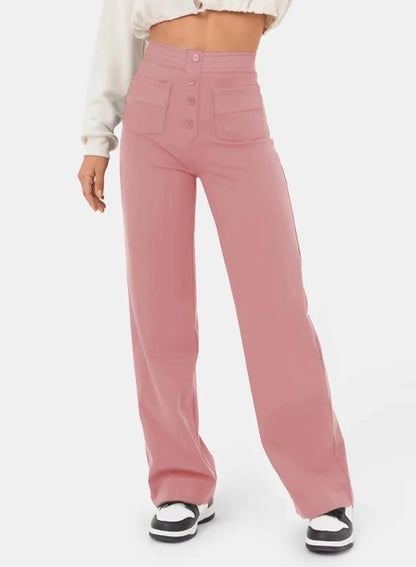 Buttoned Straight-Leg Cargo Pants