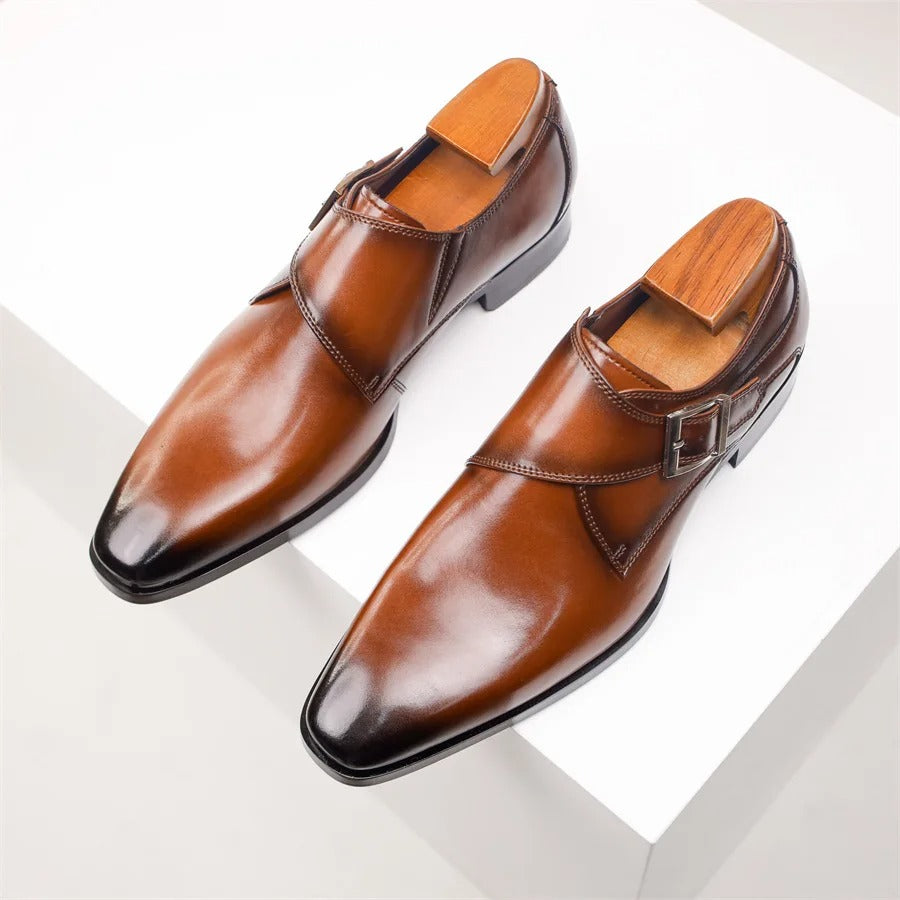 Classic Buckle Leather Dress Shoes