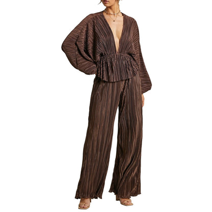 Elegant V-Neck High Waist Set