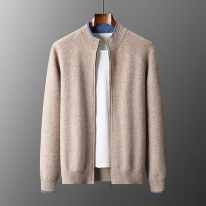 Men’s Fashion Contrast Color Zipper Sweater