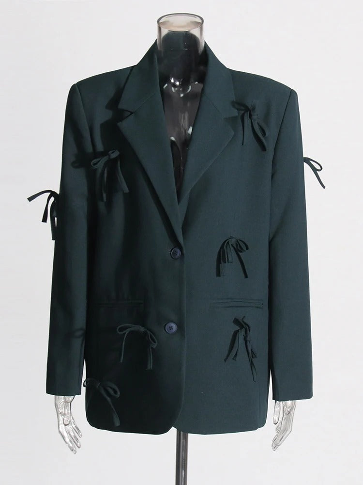 Bowknot Patchwork Blazer for Women
