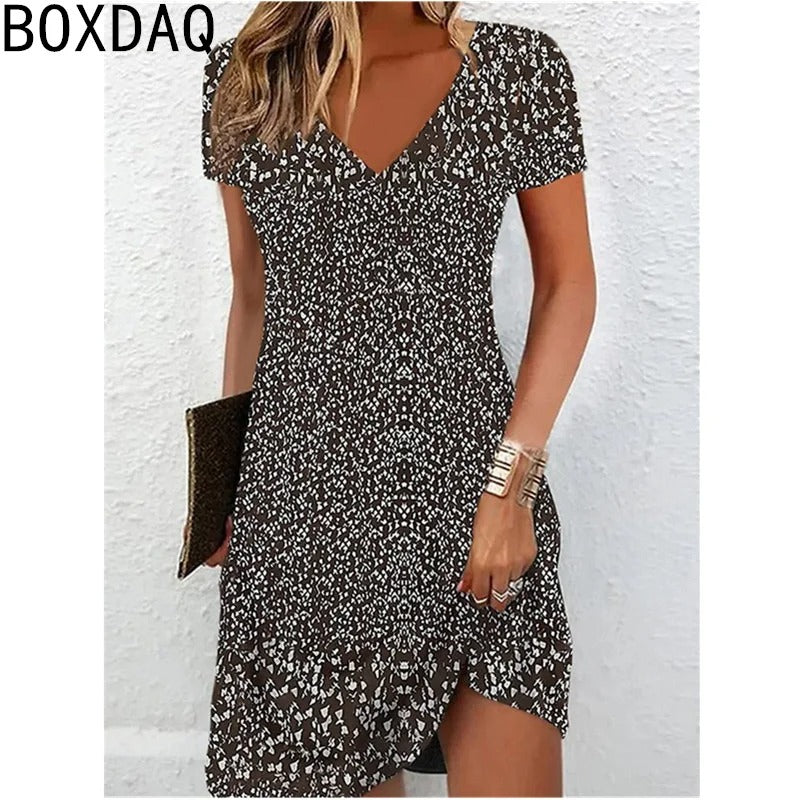 Vintage Floral V-Neck Summer Dress