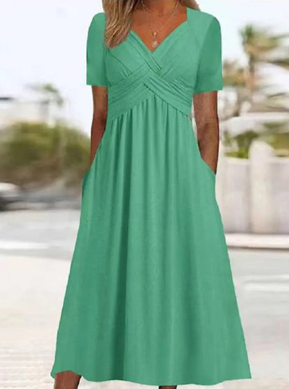 Fashion V Neck Elegant Casual Holiday Beach Dresses