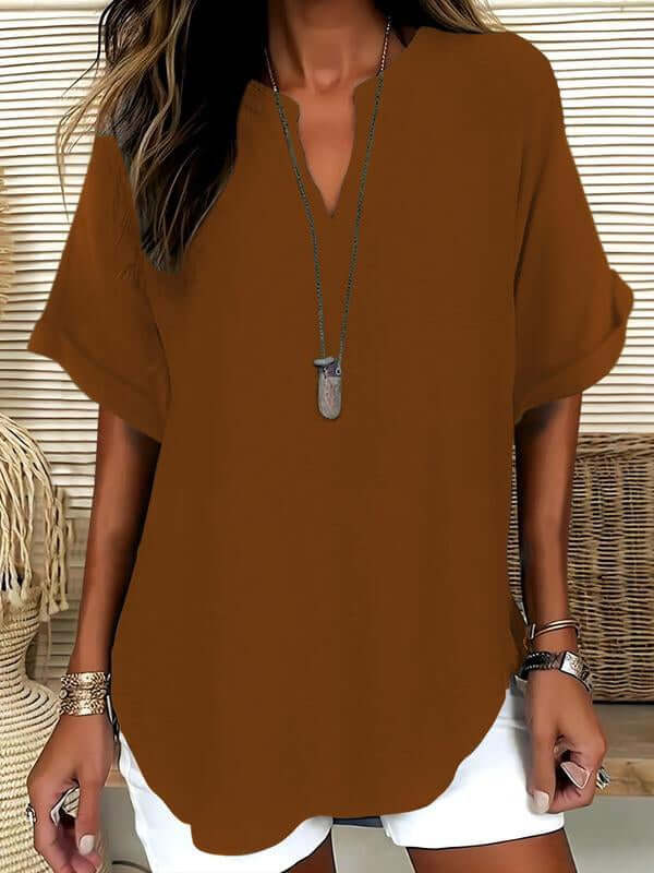 Summer Loose Solid Color Women's Casual Shirt Rich Allure