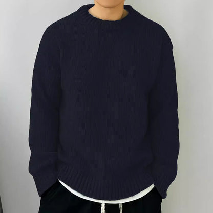 Men’s Solid Color Loose Knit Pullover Sweater