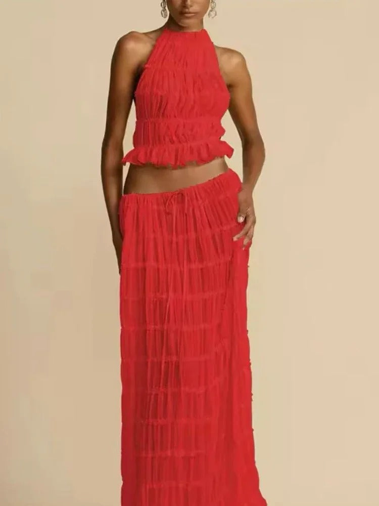 Halter Neck Skirt Set