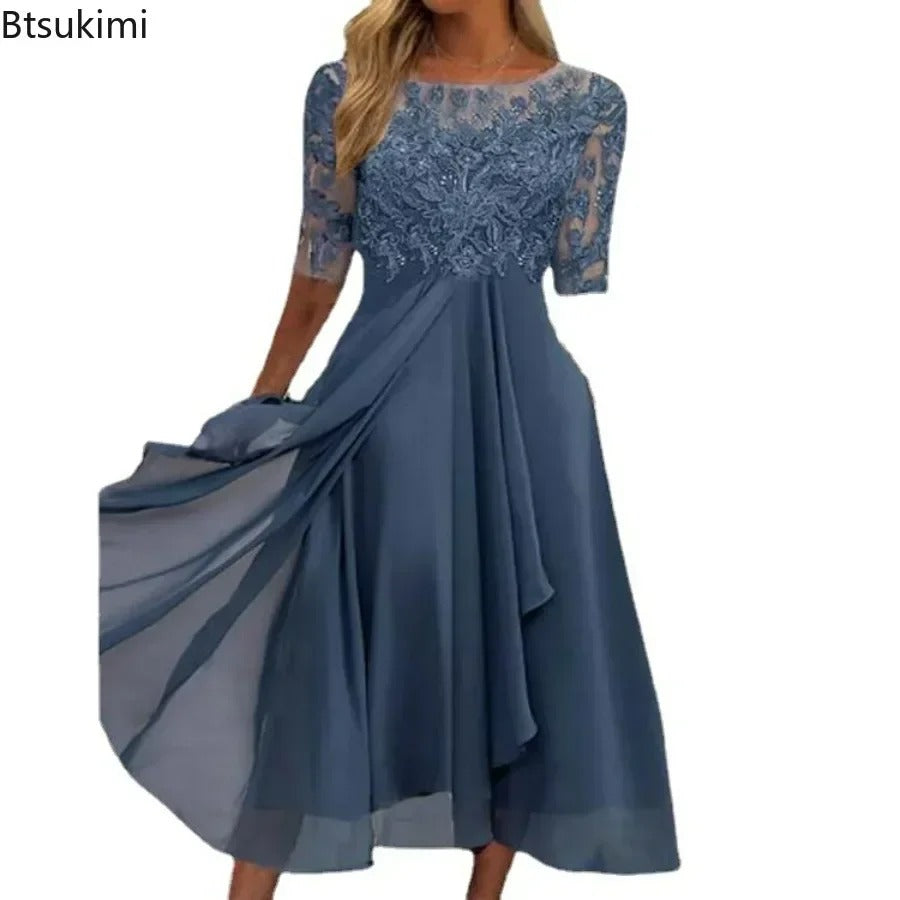 Elegant Gradient Colorblock Midi Dress