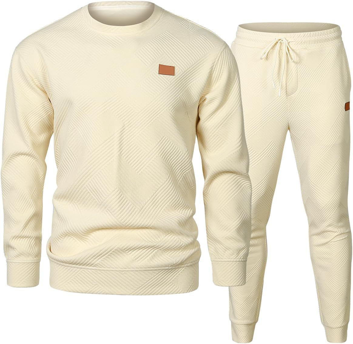 Men Round Neck Jacquard Sweater Set