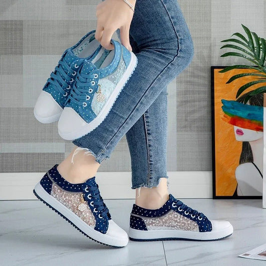 Breezy Mesh Denim Flats