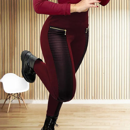 High Waist Slim Splice Pencil Pants
