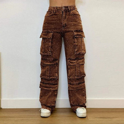 Bright Drill High Waist Work Jeans