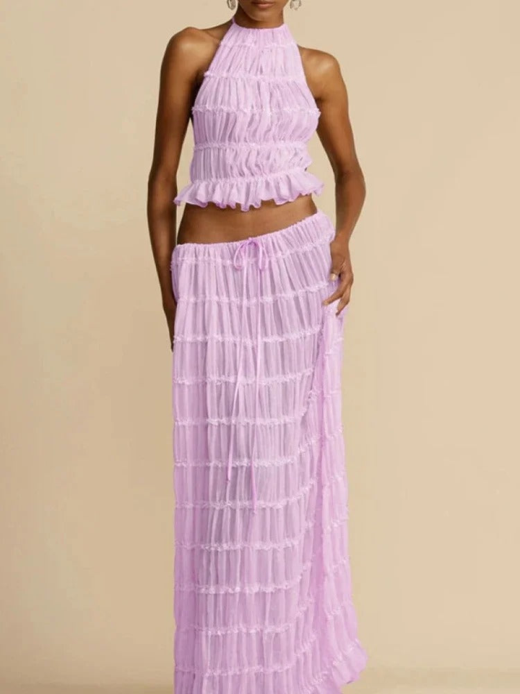 Halter Neck Skirt Set