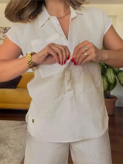 Chic Cotton Linen Two-Piece Set