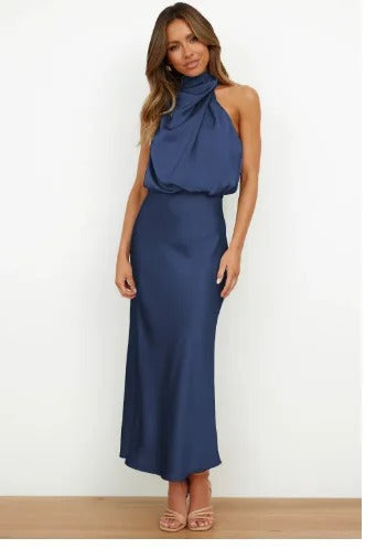 Chic Satin Sequin Evening Dress