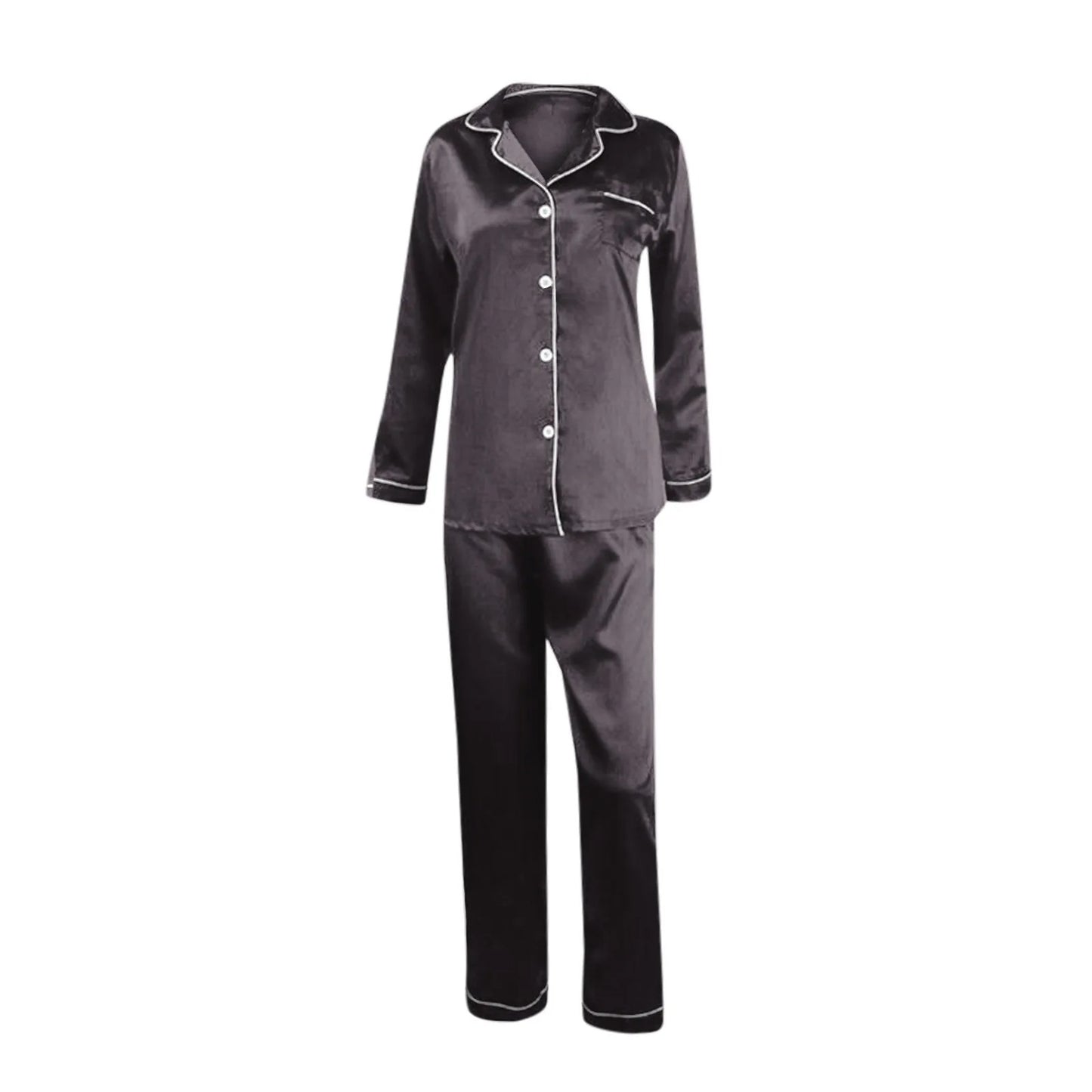 Silky Satin Button-Up Pajama Set
