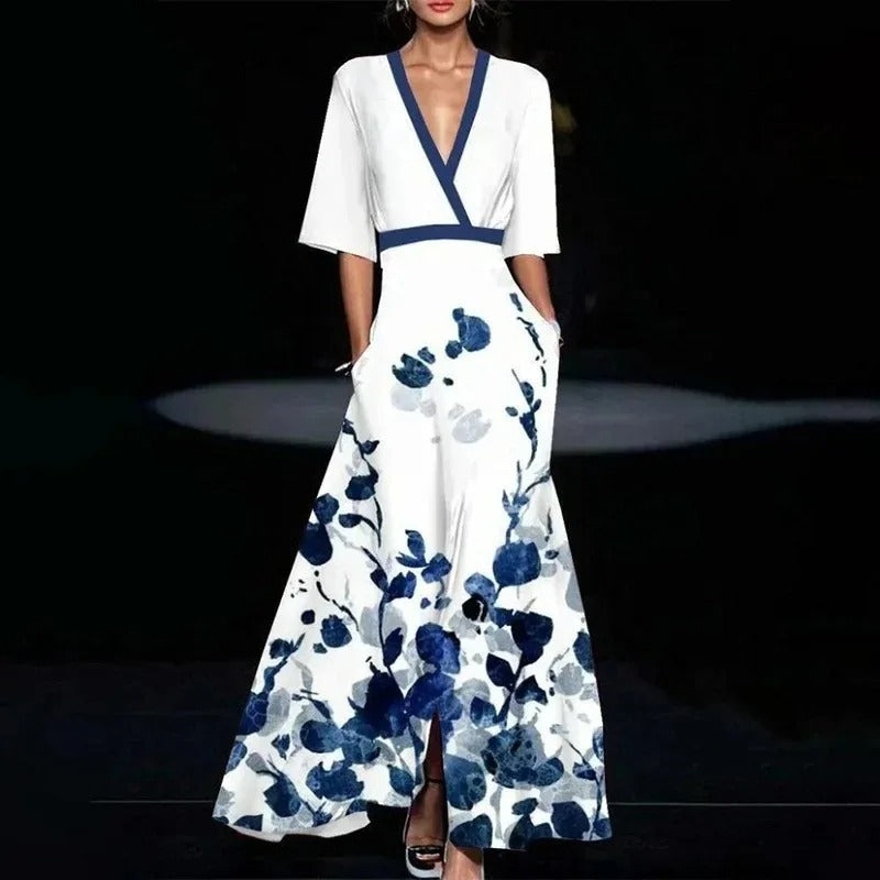 Women's V-Neck Printed Dress