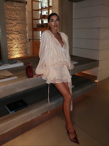 Midnight Muse Backless Mesh Mini Dress