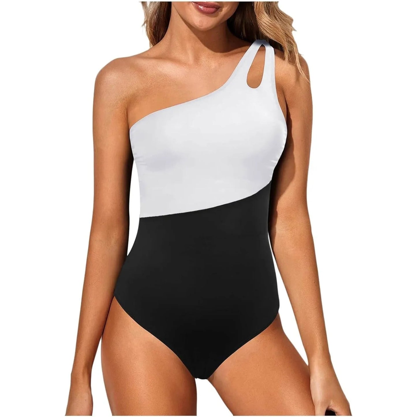 Sleek Hollow Out One Shoulder Swimsuit