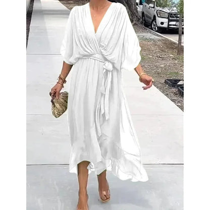 Chic V-Neck Long Dress