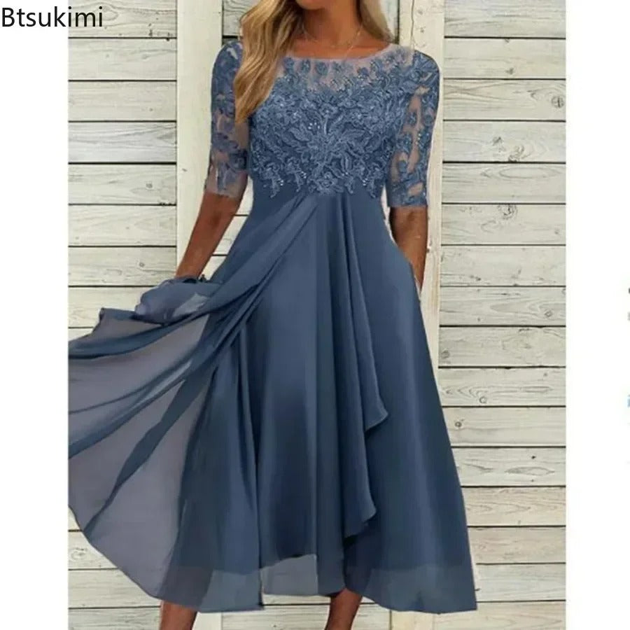 Elegant Gradient Colorblock Midi Dress