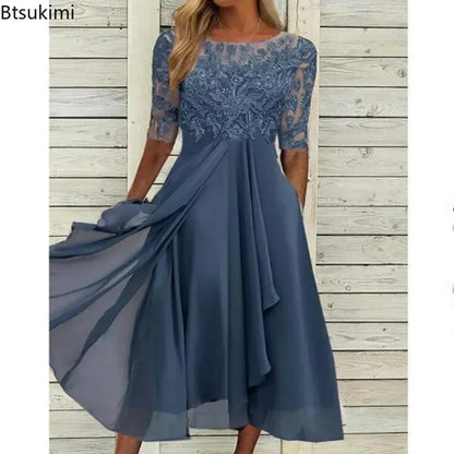 Elegant Gradient Colorblock Midi Dress