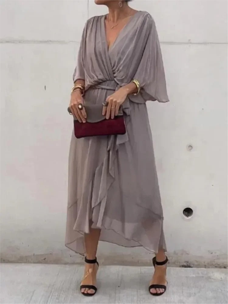 Chic V-Neck Long Dress