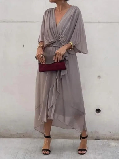 Chic V-Neck Long Dress