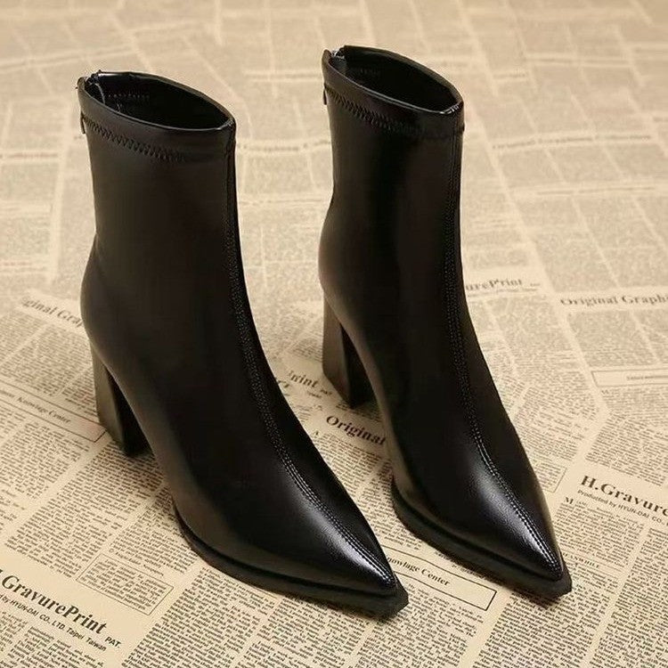 Women's  Casual Simple Graceful High Heel Martin Boots